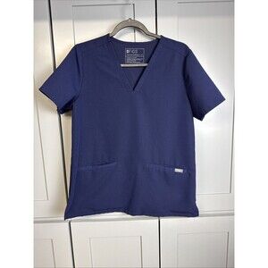 Figs Scrub‎ Top Womens Medium Casma Three Pocket Technical Collection Navy Blue